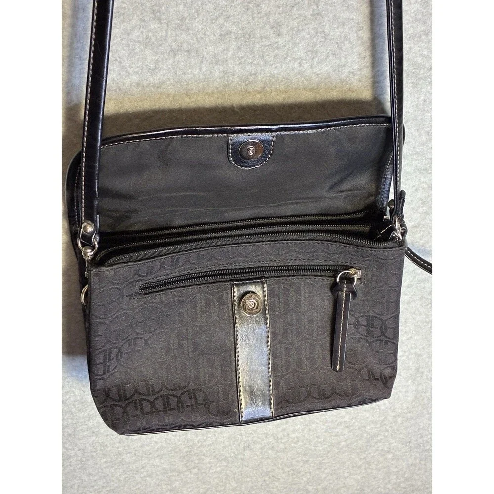 Giani Bernini Y2K 90s Purse Shoulder Bag Black VTG Monogram Baguette Pockets